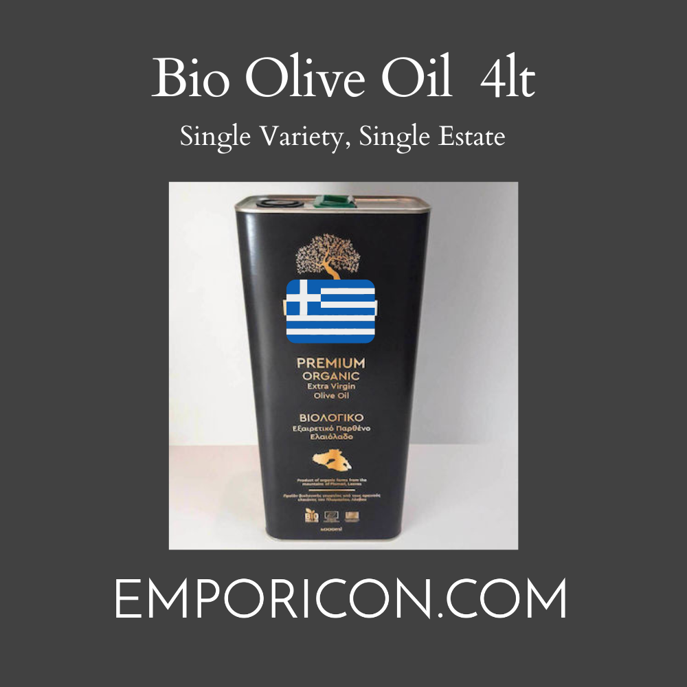 Bio certified Extra Virgin Olive Oil from Lesvos Greece 4lt tin