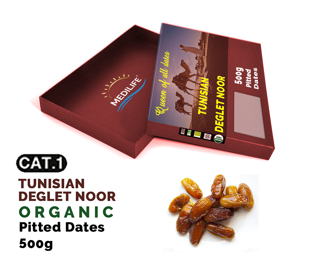 Organic Pitted Deglet Noor Dates 1kg Carton Box