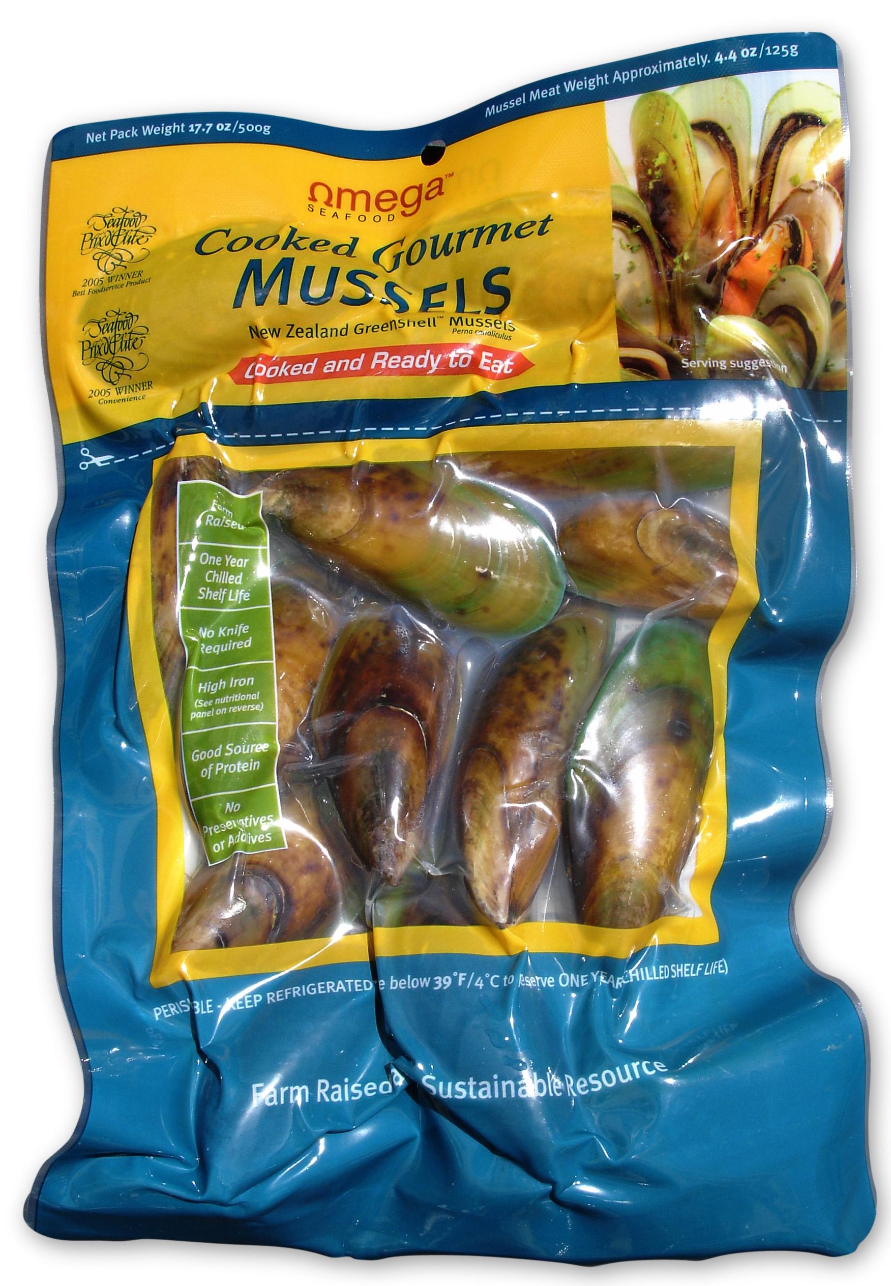 Omega 500g Mussels - Vacuum packed & Gourmet Cooked